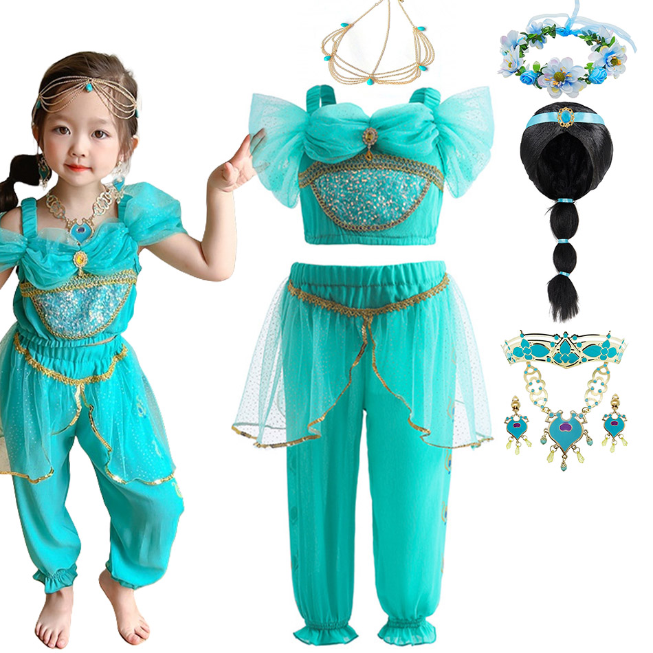 Baby Q Clothing - เจ้าหญิงจัสมินชุดสาวการ์ตูนบทบาทเล่นเครื่องแต่งกายเด็กอาหรับเจ้าหญิง Pagent การถ่ายภาพเสื้อผ้าชุดหรูหรา