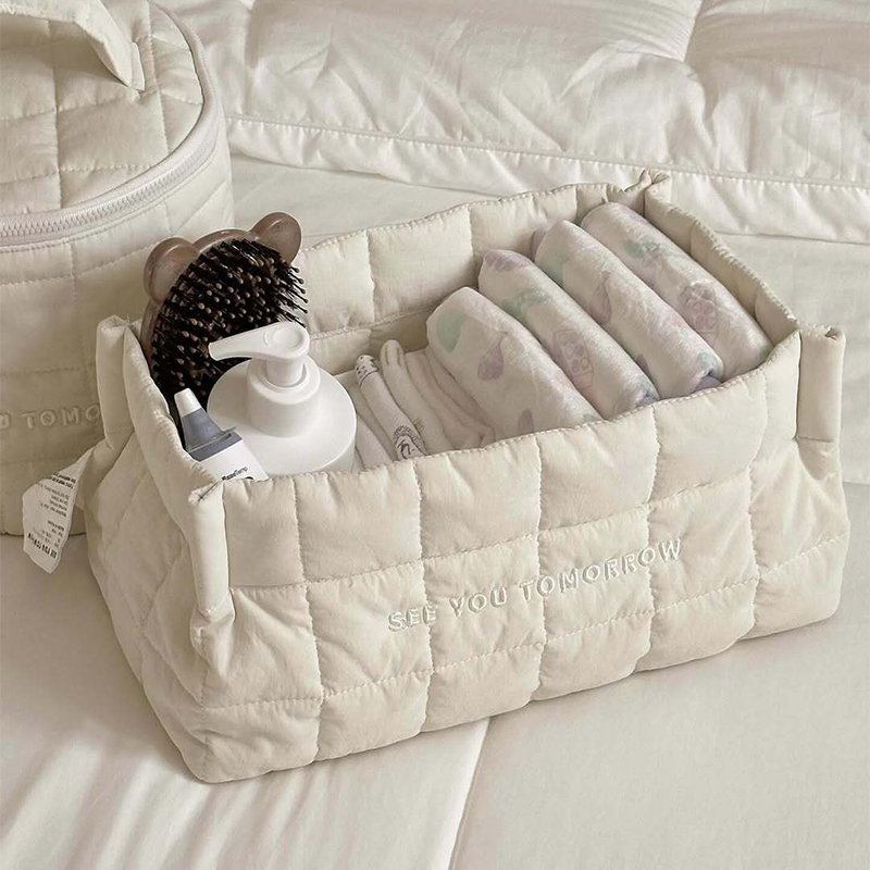 Baby Clothing Stores - กระเป๋าเก็บผ้าอ้อมเด็กสไตล์เกาหลี ตะกร้าใส่ขนม ของจุกจิก กล่องจัดระเบียบเสื้อผ้าสีพื้นสำหรับวางบนโต๊ะ ของใช้ในบ้าน