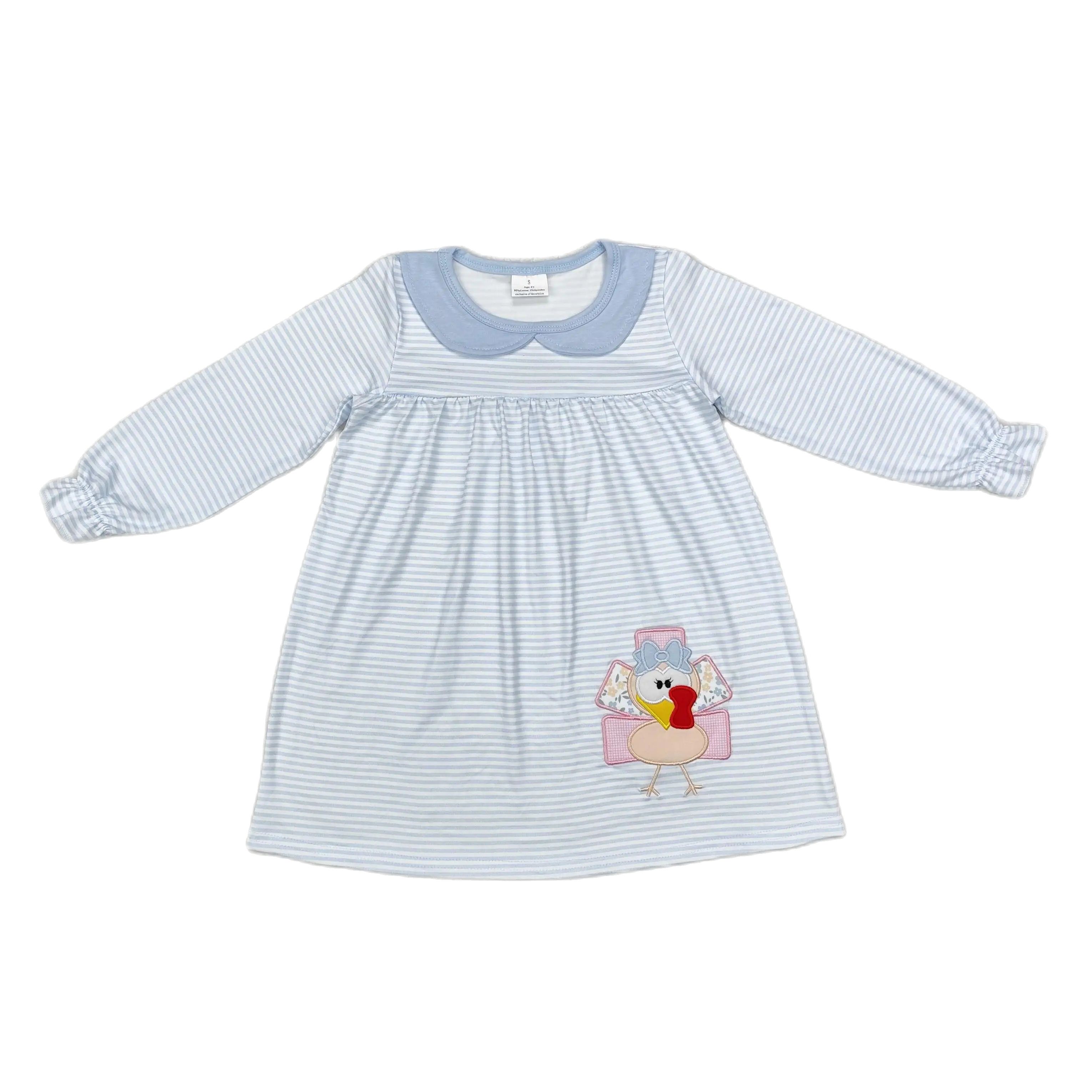 Baby Clothing Factory - ชุดเดรสยาวแขนยาวลายทางของเด็กเสื้อผ้าวันขอบคุณพระเจ้าสำหรับเด็กทารกเด็กวัยหัดเดิน
