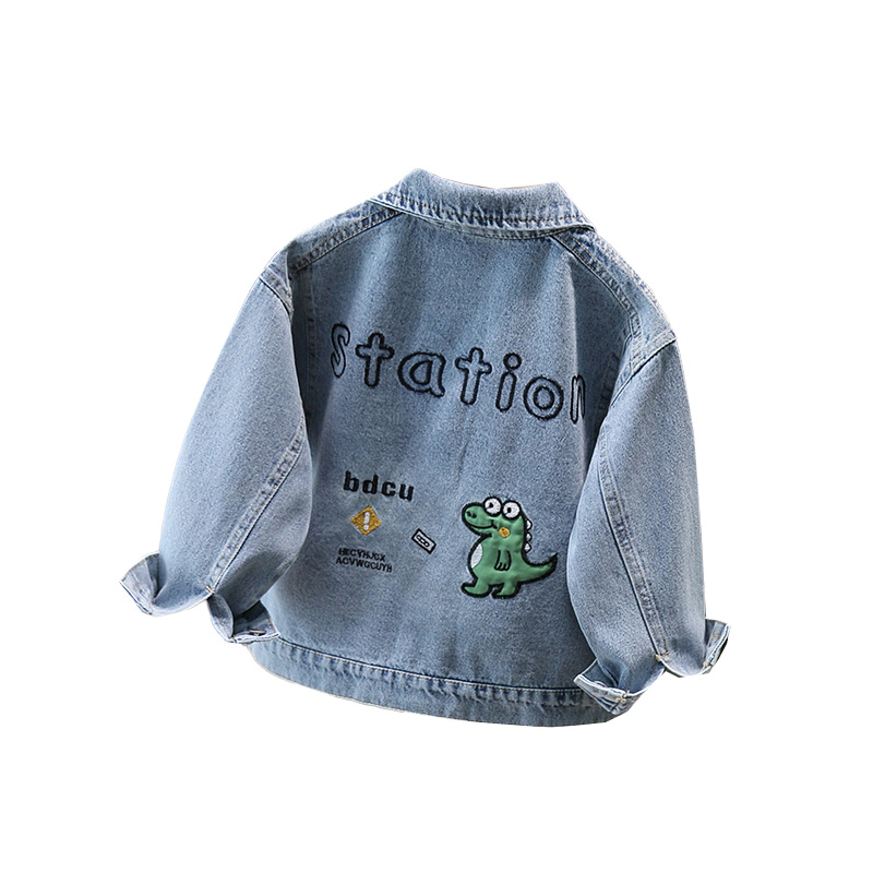 Baby Clothing Sizes - สไตล์น่ารักเด็กทารก DENIM แจ็คเก็ตไดโนเสาร์สําหรับเด็กสาวสบายๆกางเกงยีนส์น่ารักเด็กไดโนเสาร์ชุดเสื้อผ้า 2-11 T