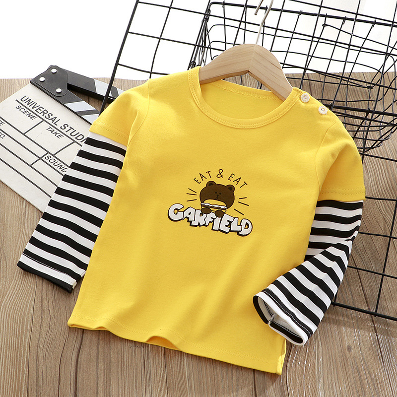 Baby Clothing Yellow - เสื้อยืดแขนยาวผ้าฝ้ายสำหรับเด็ก ลายการ์ตูนน่ารัก สวมใส่สบาย สีเหลือง เหมาะสำหรับเด็กผู้ชายและเด็กผู้หญิง