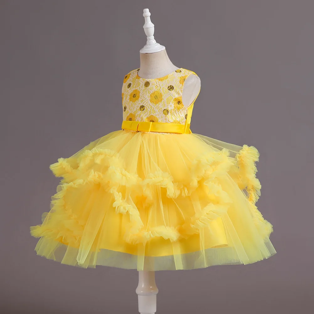 ชุดเดรสเจ้าหญิงแขนกุดสีเหลือง  - Baby Clothing Yellow บทวิจารณ์และราคา